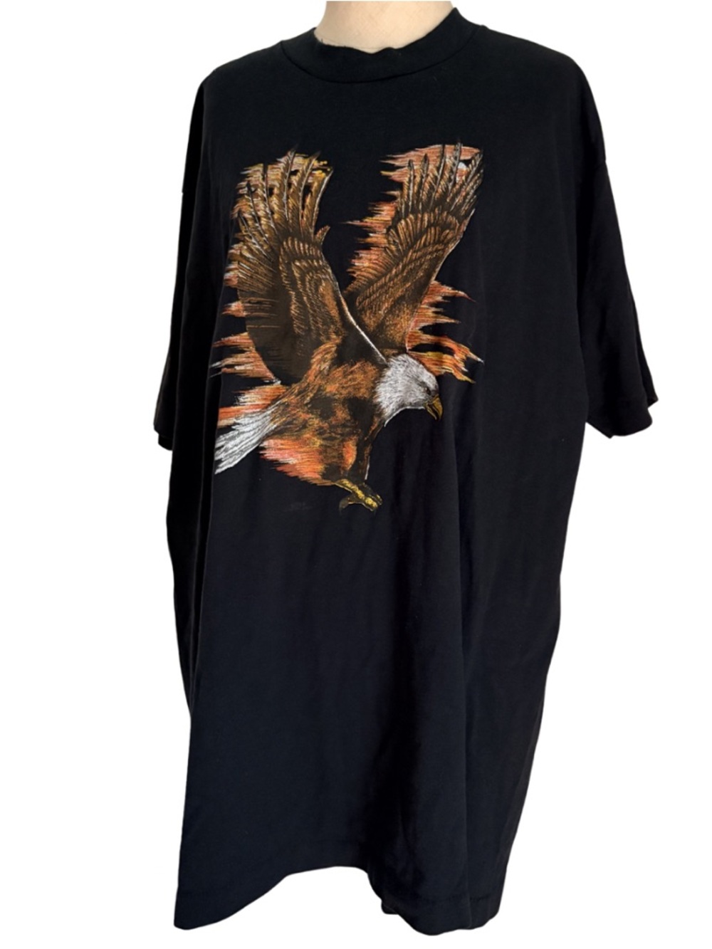 Vintage 80s Black Flying Eagle Graphic T-Shirt Size XL Single Stitch